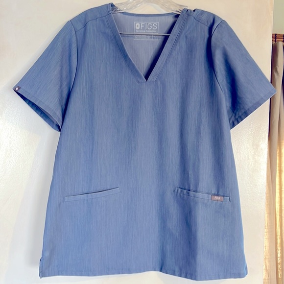 FIGS Casma Three-Pocket Scrub Top Ceil Blue Women Large - Picture 3 of 10